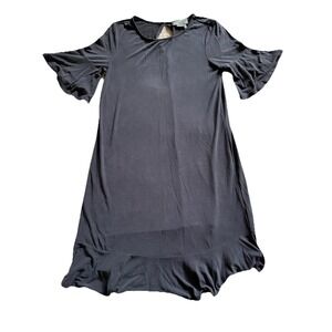 Anthropologie Averil Tee‎ Dress Gray Flounce Ruffle Silky Soft Size Small